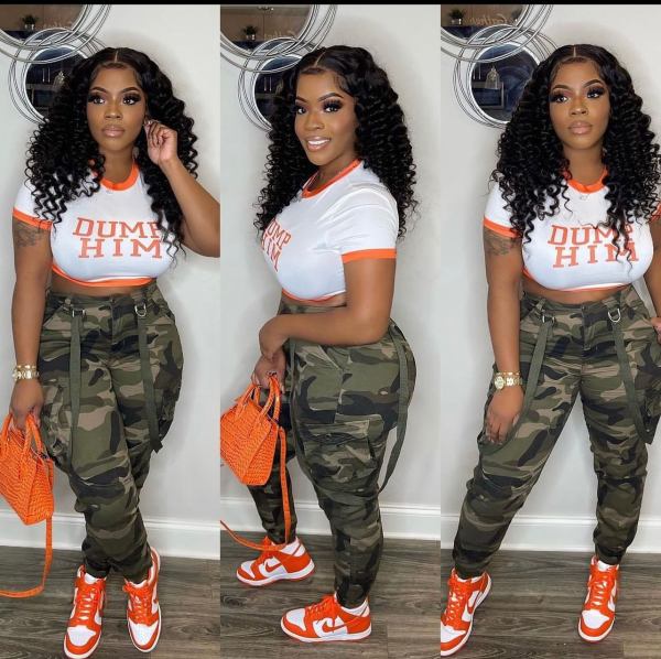 Trendy Street Fashion Camo Print Cargo Pants