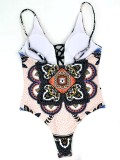 Women's Retro Print One Piece Beach Bikini Swimsuit
