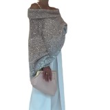 Women Solid Sequins Off Shoulder Loose Sweater