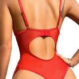 Women Body Shaping Lace Patchwork Backless See-Through One-piece Sexy Lingerie