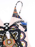 Women's Retro Print One Piece Beach Bikini Swimsuit