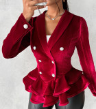 Women Long Sleeve Velvet Blazer Jacket