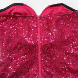 Strapless Bodycon A-Line Dress Women's Sequin Party Long Dress