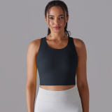 Fixed Cup Sports Vest Slim Fit Tank Fitness Yoga Wear Bra For Women