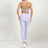 Spring And Winter Shockproof Tight Fitting Fitness Yoga Clothing Set Quick-Drying Sports Tank Leggings Two-Piece Set