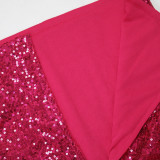 Strapless Bodycon A-Line Dress Women's Sequin Party Long Dress