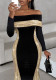 Women Off Shoulder Contrast Color Dress