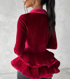 Women Long Sleeve Velvet Blazer Jacket