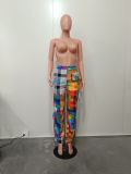 Fall/Winter Patchwork Multi-Pocket Asymmetric Positioning Print Cargo Pants