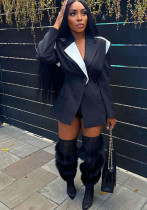 Women's Autumn and Winter Fashionable Color Block Chic Elegant Blazer Women's Autumn and Winter Fashionable Color Block Chic Elegant Blazer