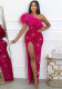 Fashionable Evening Dress Formal Party Sequined High Slit Long Dress for Women
