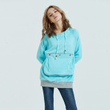 Women Pocket Pet Casual Plush Hoodies Jacket