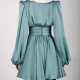 Autumn Elegant Chic Peter Pan Collar Solid Slim Waist dress