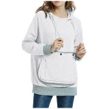 Women Pocket Pet Casual Plush Hoodies Jacket