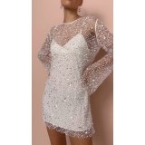 Women's Sequin See-Through Mesh Two-piece Strap Dress