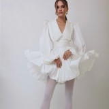 Autumn Elegant Chic Peter Pan Collar Solid Slim Waist dress