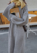 Autumn and winter v-neck retro style twist embossed pullover sweater Casual Knitting Basic dress for women