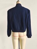 Women's Bomber Jacket Spring and Autumn Pocket Long Sleeve Casual Single Breasted Coat