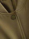 Women's Bomber Jacket Spring and Autumn Pocket Long Sleeve Casual Single Breasted Coat