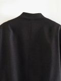 Women's Bomber Jacket Spring and Autumn Pocket Long Sleeve Casual Single Breasted Coat