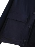 Women's Bomber Jacket Spring and Autumn Pocket Long Sleeve Casual Single Breasted Coat