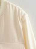 Women's Bomber Jacket Spring and Autumn Pocket Long Sleeve Casual Single Breasted Coat