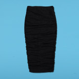 Sexy off shoulder pleated two piece skirt set nightclub wear