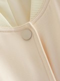 Women's Bomber Jacket Spring and Autumn Pocket Long Sleeve Casual Single Breasted Coat