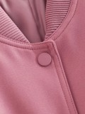 Women's Bomber Jacket Spring and Autumn Pocket Long Sleeve Casual Single Breasted Coat