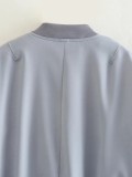 Women's Bomber Jacket Spring and Autumn Pocket Long Sleeve Casual Single Breasted Coat