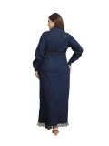 Plus Size Women's Tassel Long Sleeve Button Up Shirt Dress