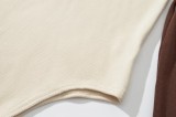 Contrast Color Retro Women's Round Neck Color Block Long Sleeve Slim Basic Jumpsuit