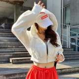 Autumn and winter chic fashion hooded short sportsCasual zipper women's trend Hoodies