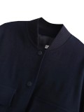 Women's Bomber Jacket Spring and Autumn Pocket Long Sleeve Casual Single Breasted Coat
