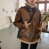 Lamb wool coat women's autumn and winter loose fur leather jacket