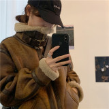 Lamb wool coat women's autumn and winter loose fur leather jacket