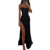 Women Party Strap Loose Casual Slit Dress
