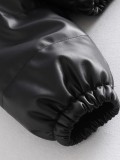 Leather Casual solid color leather cotton-padded Stand Collar jacket