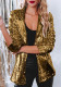 Turndown Collar long-sleeved sequined Casual blazer for women