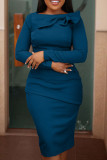 Women Solid Long Sleeve Patchwork Dress