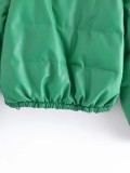 Leather Casual solid color leather cotton-padded Stand Collar jacket
