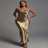 Women's Straps Open Back Sexy Slim Fashion Long Dress