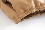 Leather Casual solid color leather cotton-padded Stand Collar jacket