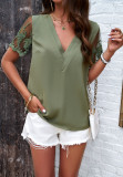 Women Solid V neck jacquard Top