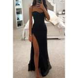 Women Party Strap Loose Casual Slit Dress