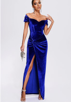 Chic Women's Off Shoulder Velvet evening Dress Chic Women's Off Shoulder Velvet evening Dress