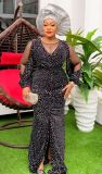 African Women Plus Size Beaded Sequin Party Dress