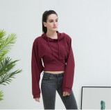 Autumn and winter fashion loose Slim Waist Crop hooded sports short Hoodies for women