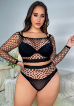 Women  Plus Size Two Piece Fishnet Sexy Lingerie