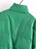 Leather Casual solid color leather cotton-padded Stand Collar jacket
